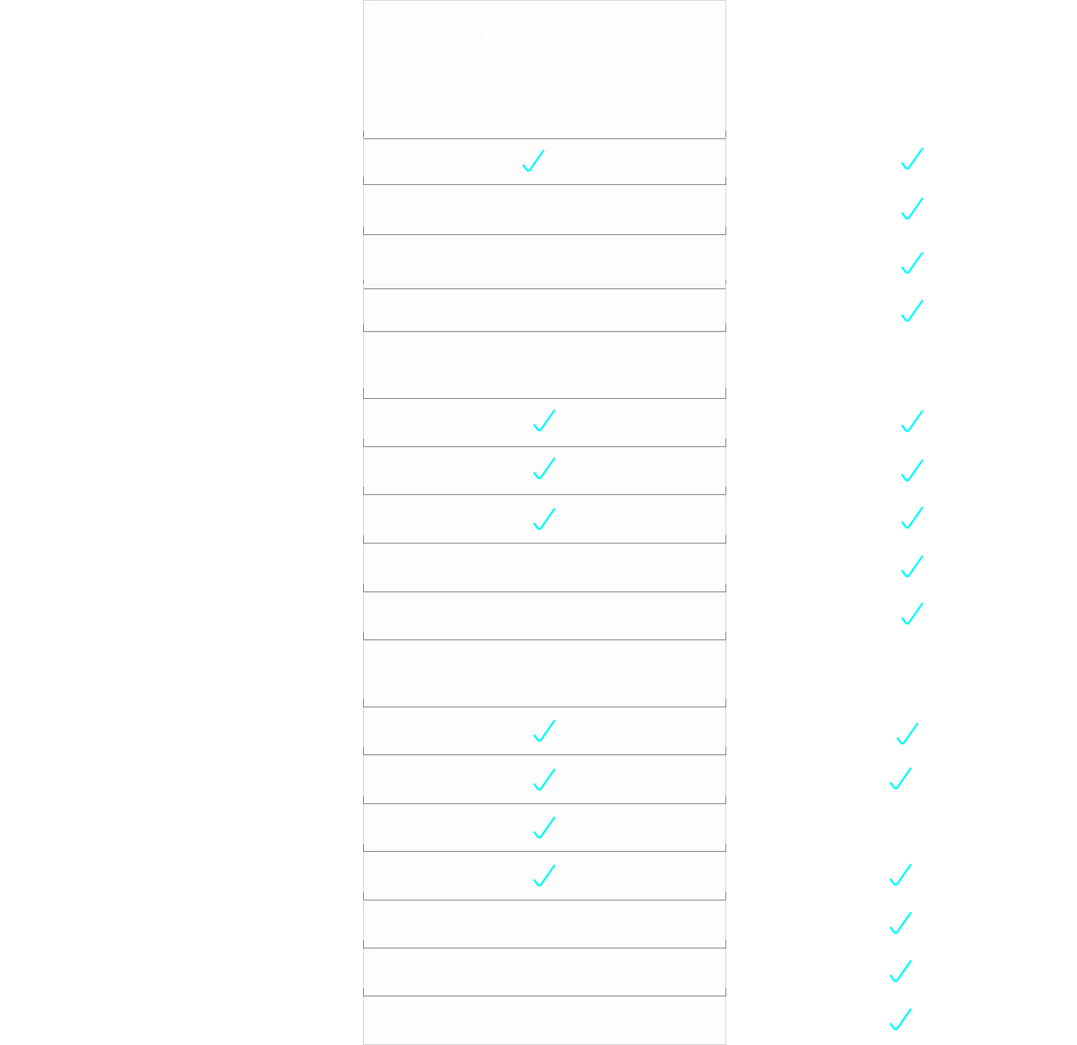 Penetration testing services comparison table
