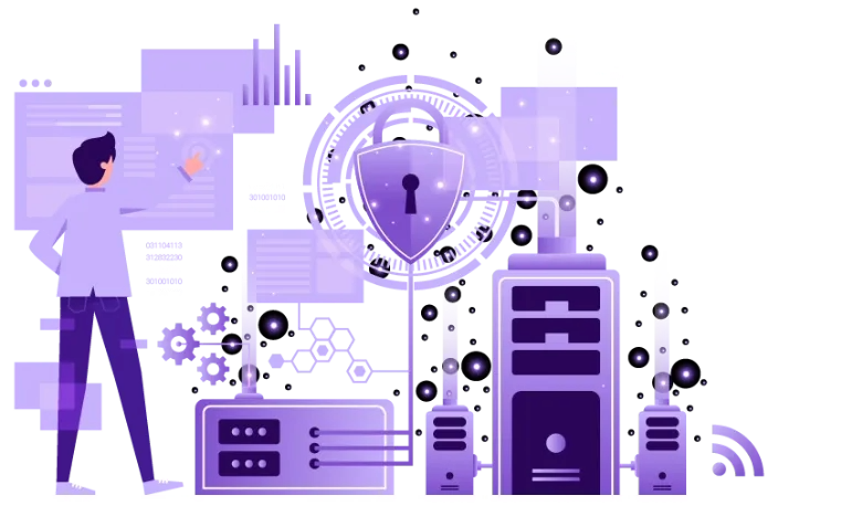 Application security and cyber threat protection illustration